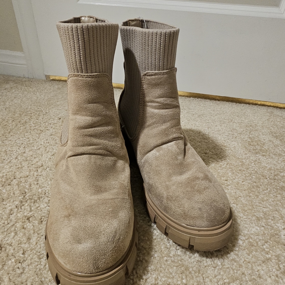 Soda Taupe Suede Ankle Booties